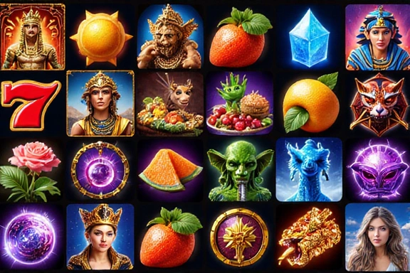 Diverse slot machine symbols