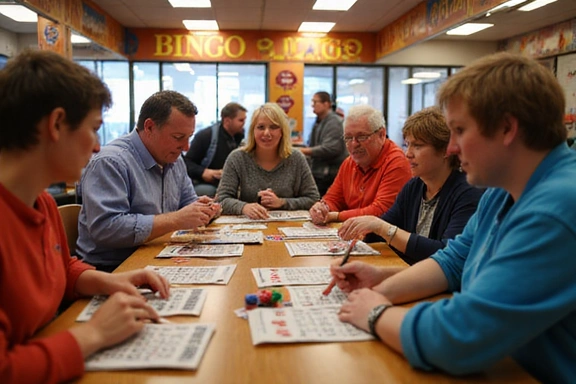 Lively bingo hall scene