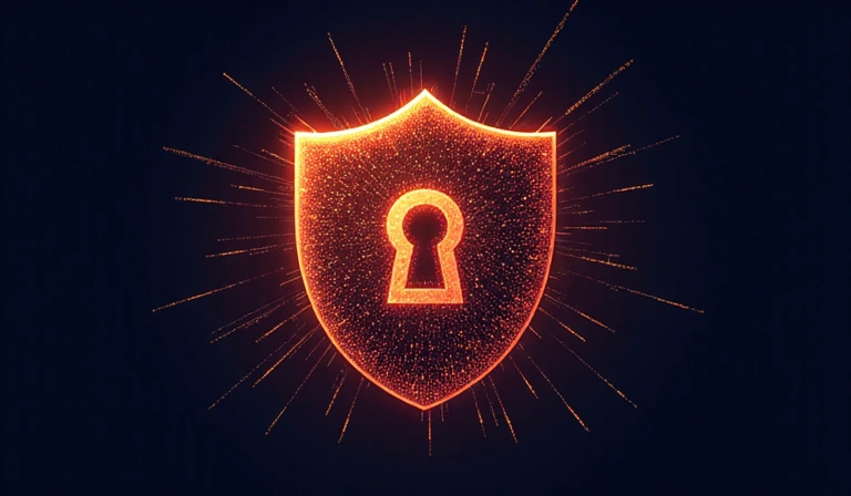 Cybersecurity shield protecting digital information